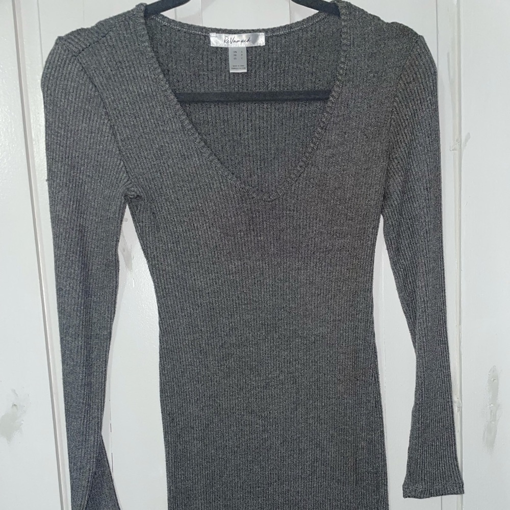 Grey Bodycon Ribbed Mini dress